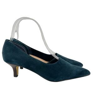 Bella Vita womens heels size 6 N blue suede pointy toe kitten heel dorsay